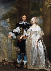 公園で夫婦の肖像画